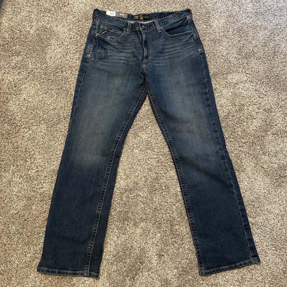 NWT ARIAT Rebar M5 DuraStretch Edge Stackable Straight Leg Jean Mens Size 38x36